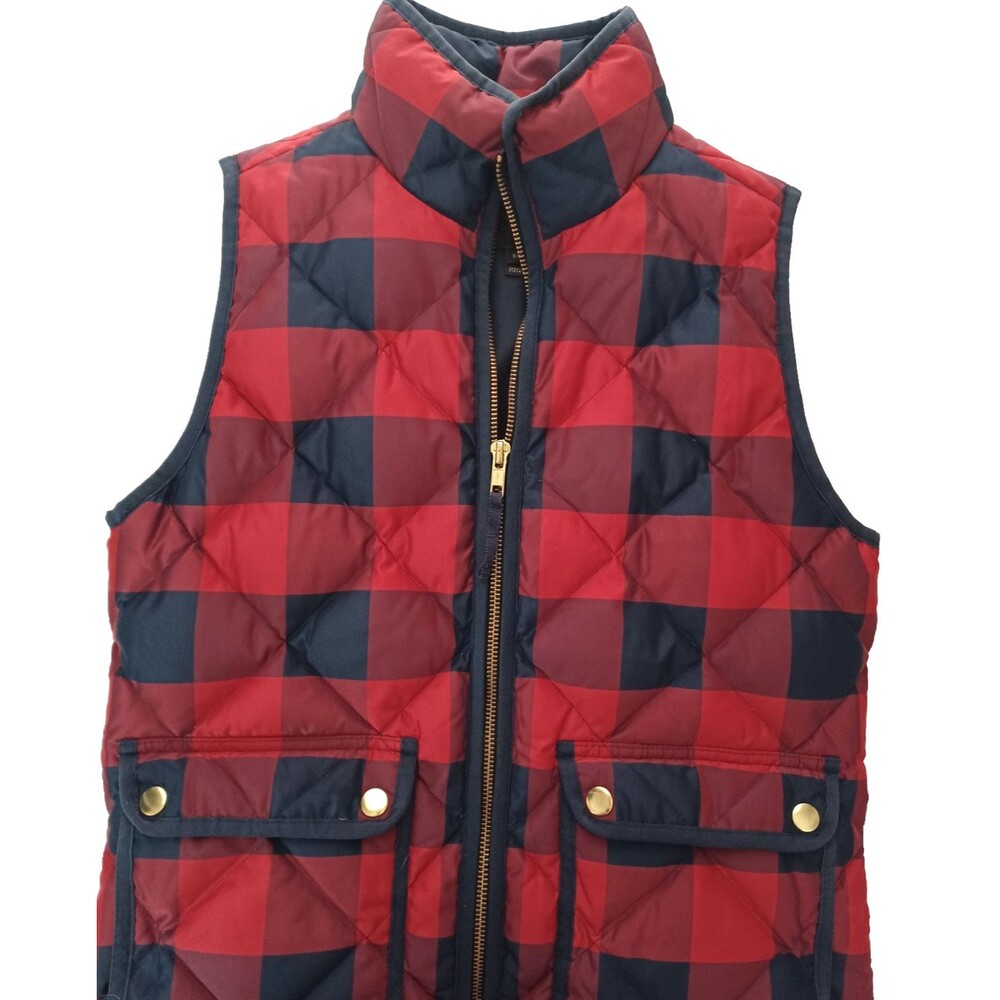 J.Crew Down Quilted‎ Puffer Vest XXS Plaid Equestrian Country Preppy Cabincore